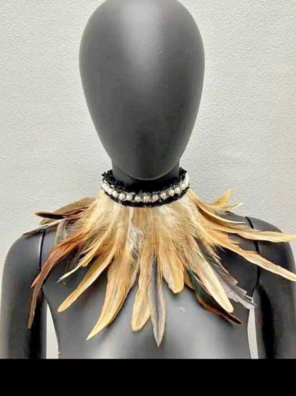 Feather Collar Necklace in Black & Brown